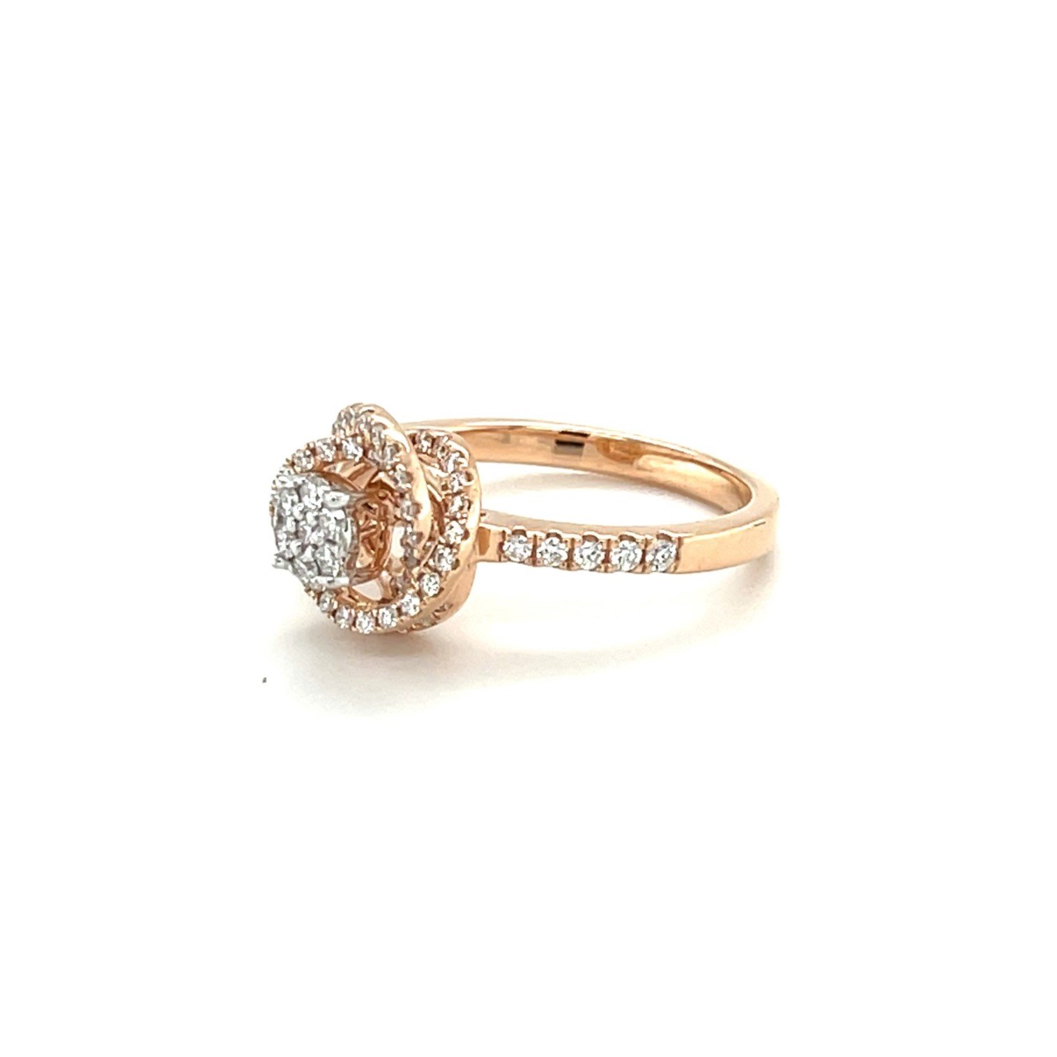 Double Halo Celestial Diamond Engagement Ring in Rose Gold